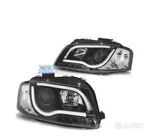 FARI AUDI A3 8P 03-08 CON DRL LED NERI
