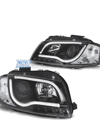 FARI AUDI A3 8P 03-08 CON DRL LED NERI