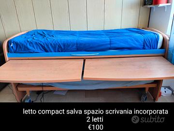due letti compact salvaspazio scrivania incorporat