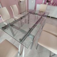 Tavolo in vetro allungabile+sedie