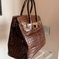 Borsa G. Borri coccodrillo marrone