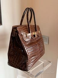 Borsa G. Borri coccodrillo marrone