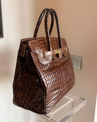 Autentica Borsa G. Borri coccodrillo marrone