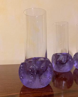 Set 4 bicchieri dado vintage in vetro alessandrite