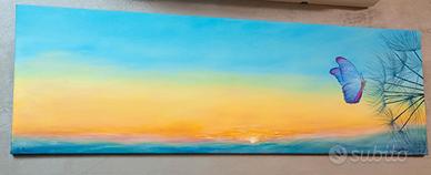 quadro tramonto con farfalla