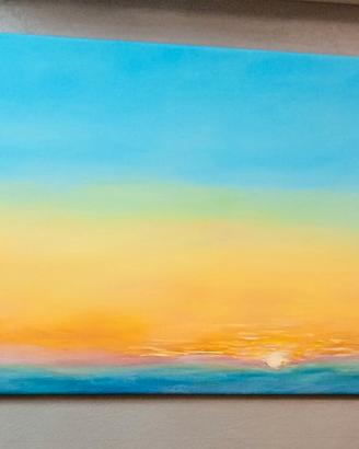 quadro tramonto con farfalla