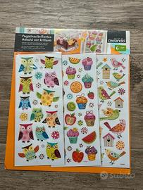 Set 6 fogli adesivi glitter Crelando