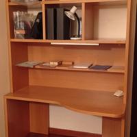 Scrivania + Libreria massiccia, in rovere chiaro -