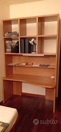 Scrivania + Libreria massiccia, in rovere chiaro -