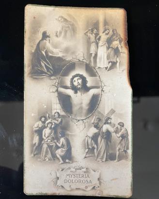 Antico santino litografia con preghiera