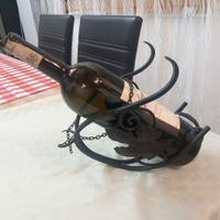 Portabottiglie VINTAGE in Ferro Battuto con Culla