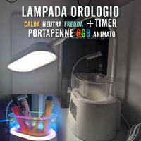 Lampada Orologio Portapenne Luce RGB calda fredda