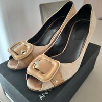 scarpe décolleté n.40 beige tacco aperte 