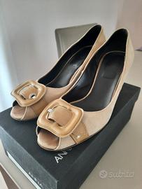 scarpe décolleté n.40 beige tacco aperte 