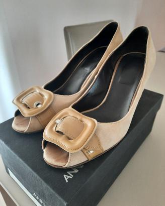 scarpe décolleté n.40 beige tacco aperte 