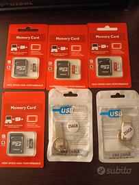 Stock di Micro SD da 128 e 256 GB più 2 chiavette 
