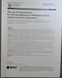 Articolo: L'uso dell'Angiotensina e lo shock