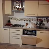 Cucina con frigorifero e lavastoviglie