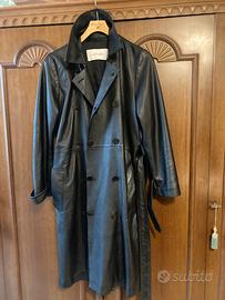 Trench in pelle nero Calvin Klein