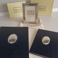 set porta foto cornice e agenda pelle argento