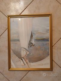 Quadro Vintage Stampa Dama sulla Spiaggia