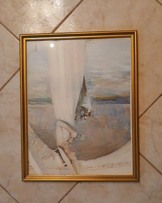 Quadro Vintage Stampa Dama sulla Spiaggia