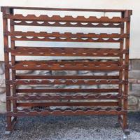 Cantinetta portabottiglie in legno con ruote