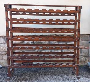 Cantinetta portabottiglie in legno con ruote