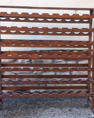 Cantinetta portabottiglie in legno con ruote