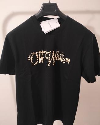 T-Shirt Off White perlé decorate varie taglie.