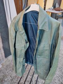 Giacca pelle azzurro vintage 