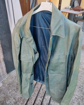 Giacca pelle azzurro vintage 