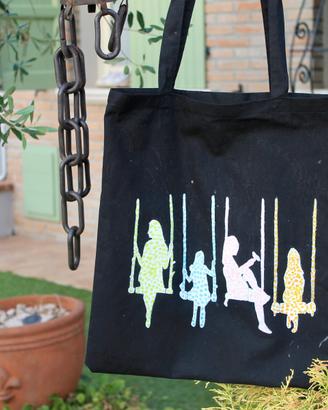 Shopper in tela "Altalene" - Dipinta a mano