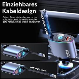 CARICA BATTERIA AUTO RETRATTILE IPHONE e USBC