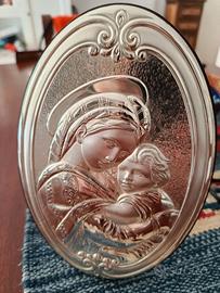 Icona Madonna con bambino in argento 925