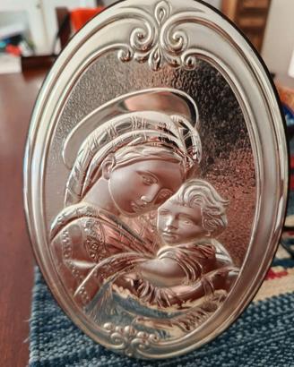 Icona Madonna con bambino in argento 925