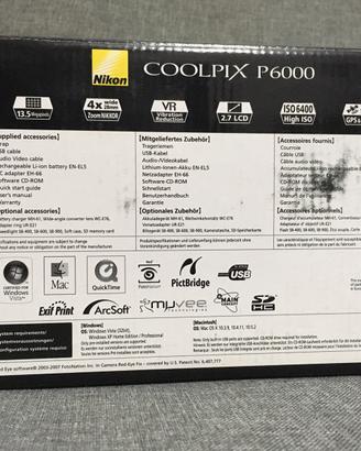 nikon coolpix P-6000 GPS bridge camera Nuova
