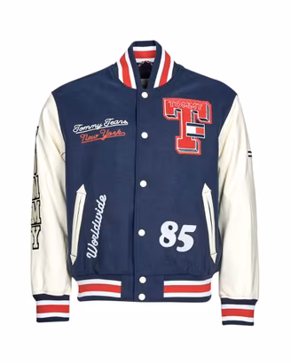 Giubbotto Tommy Jeans College Varsity Blu e Bianco