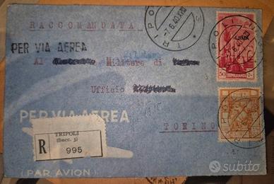 Busta colonie 7 giugno 40 posta aerea Tripoli-Tori