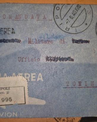 Busta colonie 7 giugno 40 posta aerea Tripoli-Tori
