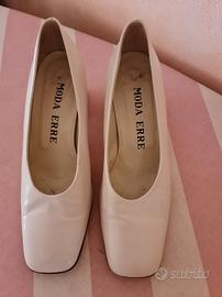 Décolleté avorio in pelle, scarpe da sposa