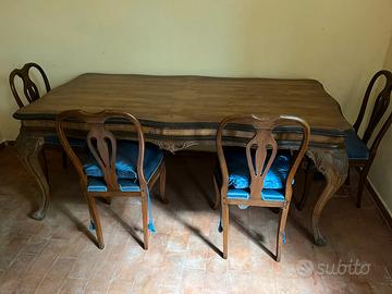 Tavolo e sedie in noce