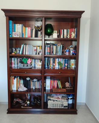 Scrivania, sedia e libreria legno massello