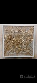 Quadro moderno  materico rilievo oro