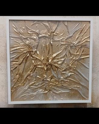 Quadro moderno  materico rilievo oro