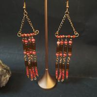 orecchini rossi,arancione,agata, cristalli 