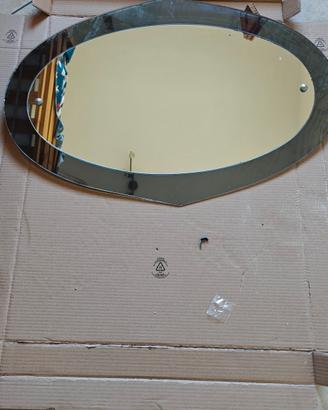 Specchio Ovale con 2 lampade da parete 