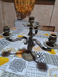 antico candelabro portacandele bronzo dorato