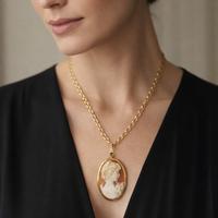 Cammeo antico conchiglia e placcato oro 1900