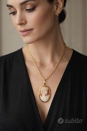 Cammeo antico conchiglia e placcato oro 1900